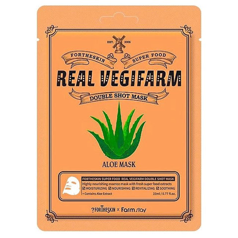 Sejas maska 
ar alvejas ekstraktu Fortheskin Super Food Real Vegifarm Double Shot Mask-Aloe
