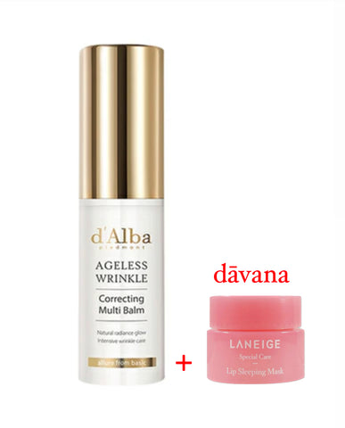d'Alba  Ageless Wrinkle Correcting Multi Balm 9g+Lip Sleeping Mask (In stock after 3 days)
